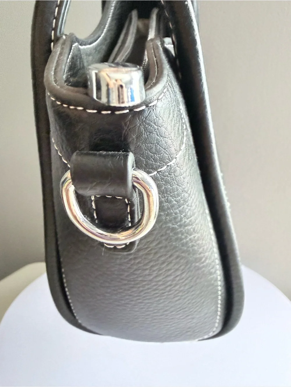 Classic Black Structured Faux Leather Tote Bag - Women's Handbag